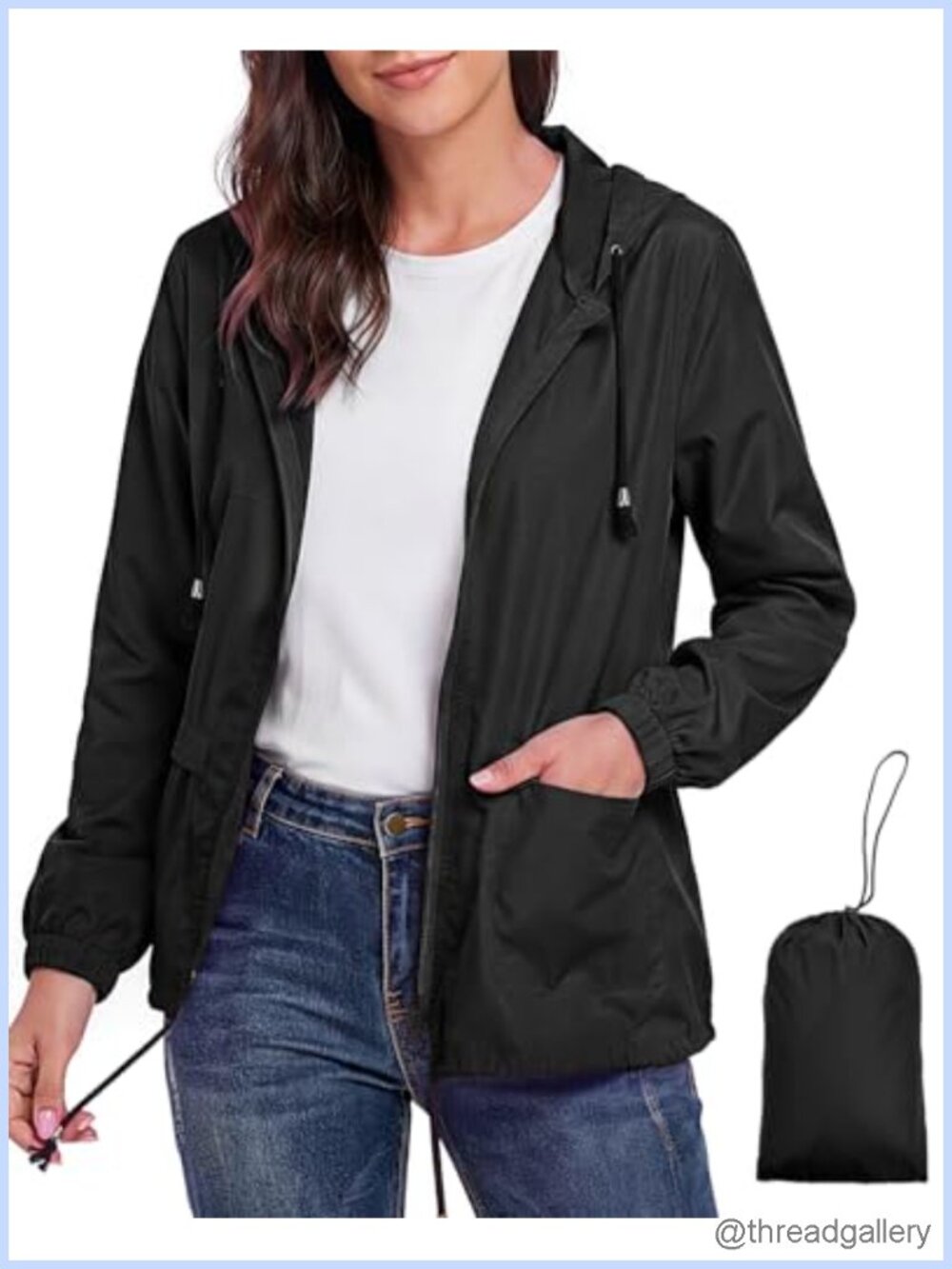 Women's Waterproof Hooded Rain Jacket Windbreaker Packable
